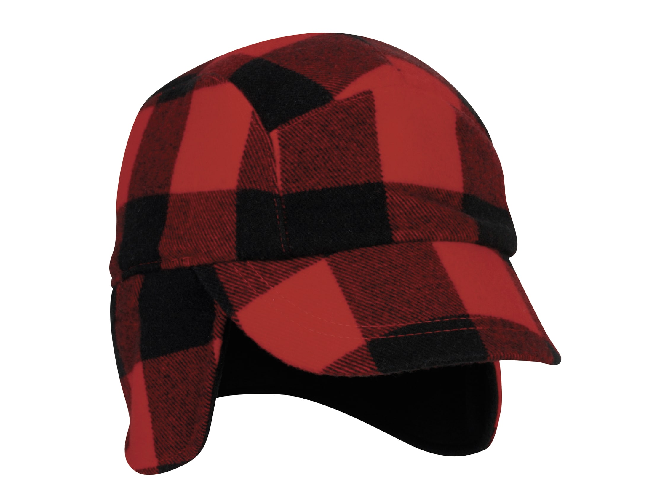 Outdoor Cap Short-Billed Cap Ear Flaps Polyester Red Flannel