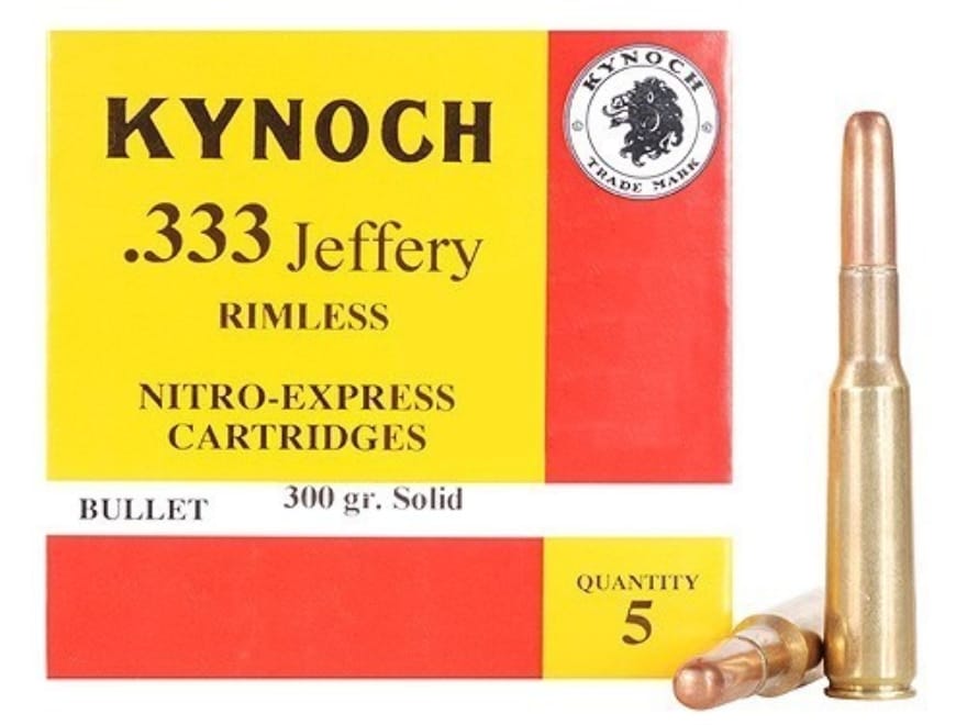 Kynoch 333 Jeffery Rimless Ammo 300 Grain Woodleigh Weldcore Solid