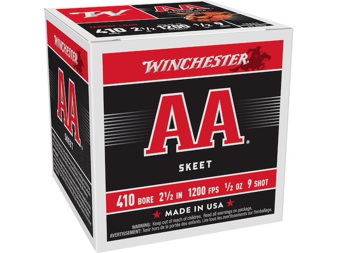 Winchester AA Target 410 Ammo 2-1/2″ #9 Lead Shot 1/2 oz Case of 250 (10 Boxes of 25)