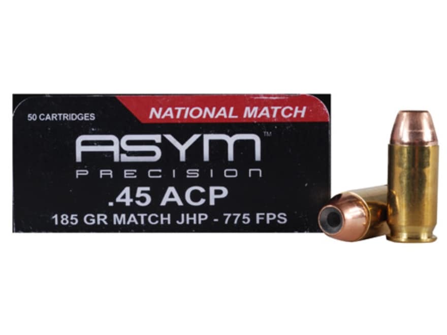 ammo様ご依頼用s ASYM Precision National Match 45 ACP Ammo 185 Grain Jacketed Hollow