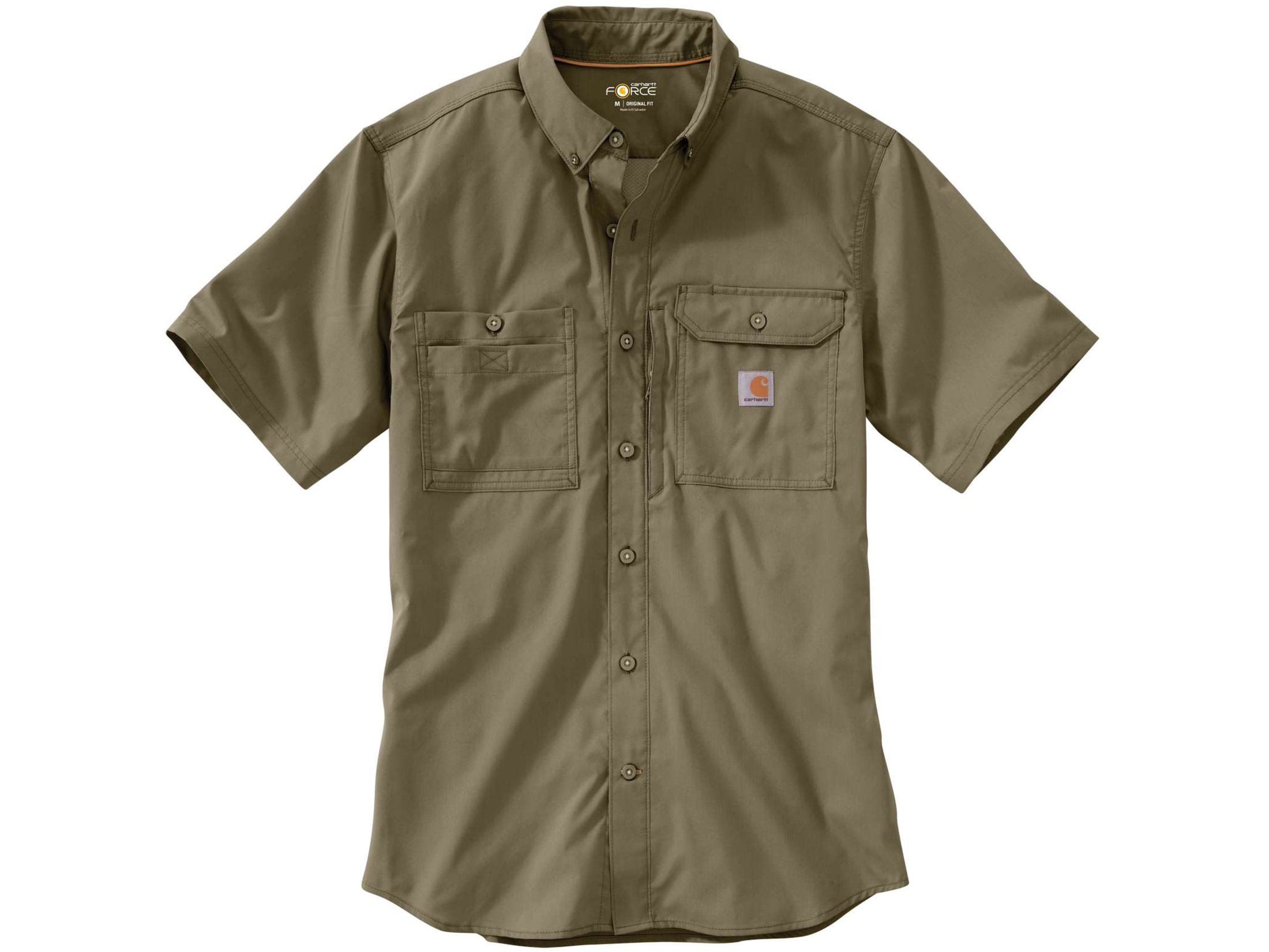 Carhartt Men's Force Ridgefield Solid Button-Up Shirt Short Sleeve