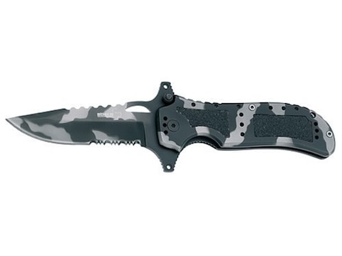 Boker Plus Camo Defender Folding Knife 3.375" Serrated Drop Point 440C Stainless Steel ...