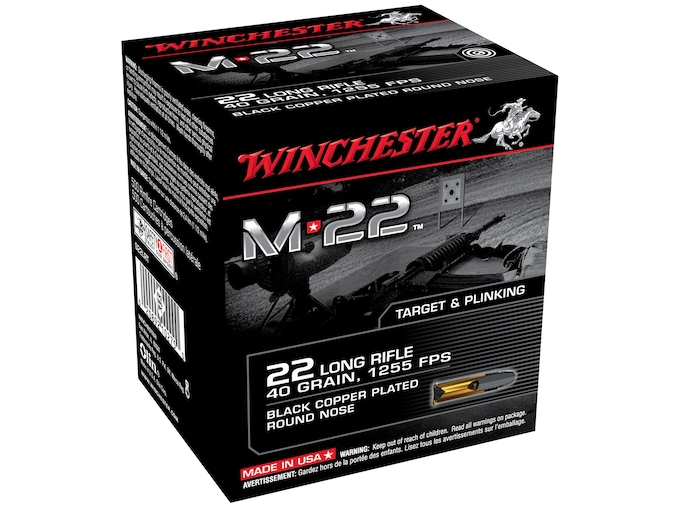 Winchester M-22 22LR Ammo 40 Grain Plated Round Nose Case of 2000 (2 Boxes of 1000)
