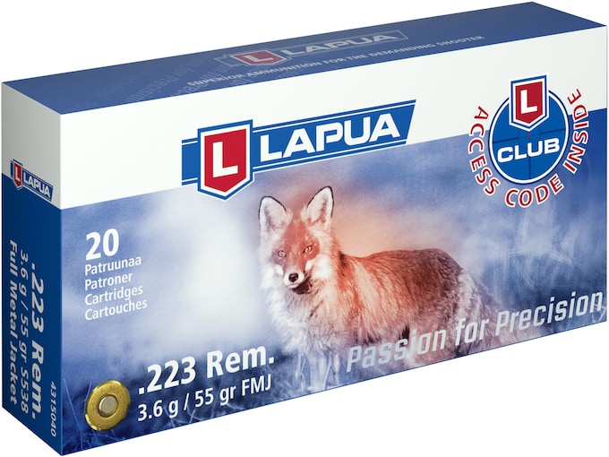 Lapua 223 Remington Ammo 55 Grain Full Metal Jacket Box of 20