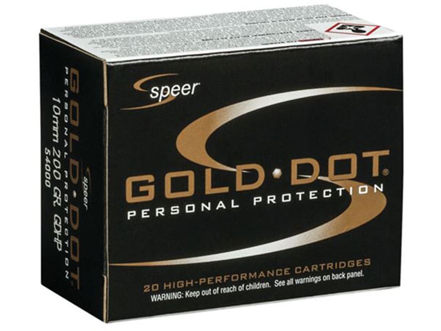 Speer gold dot 10mm auto ammo 200 grain bonded jacketed hollow point