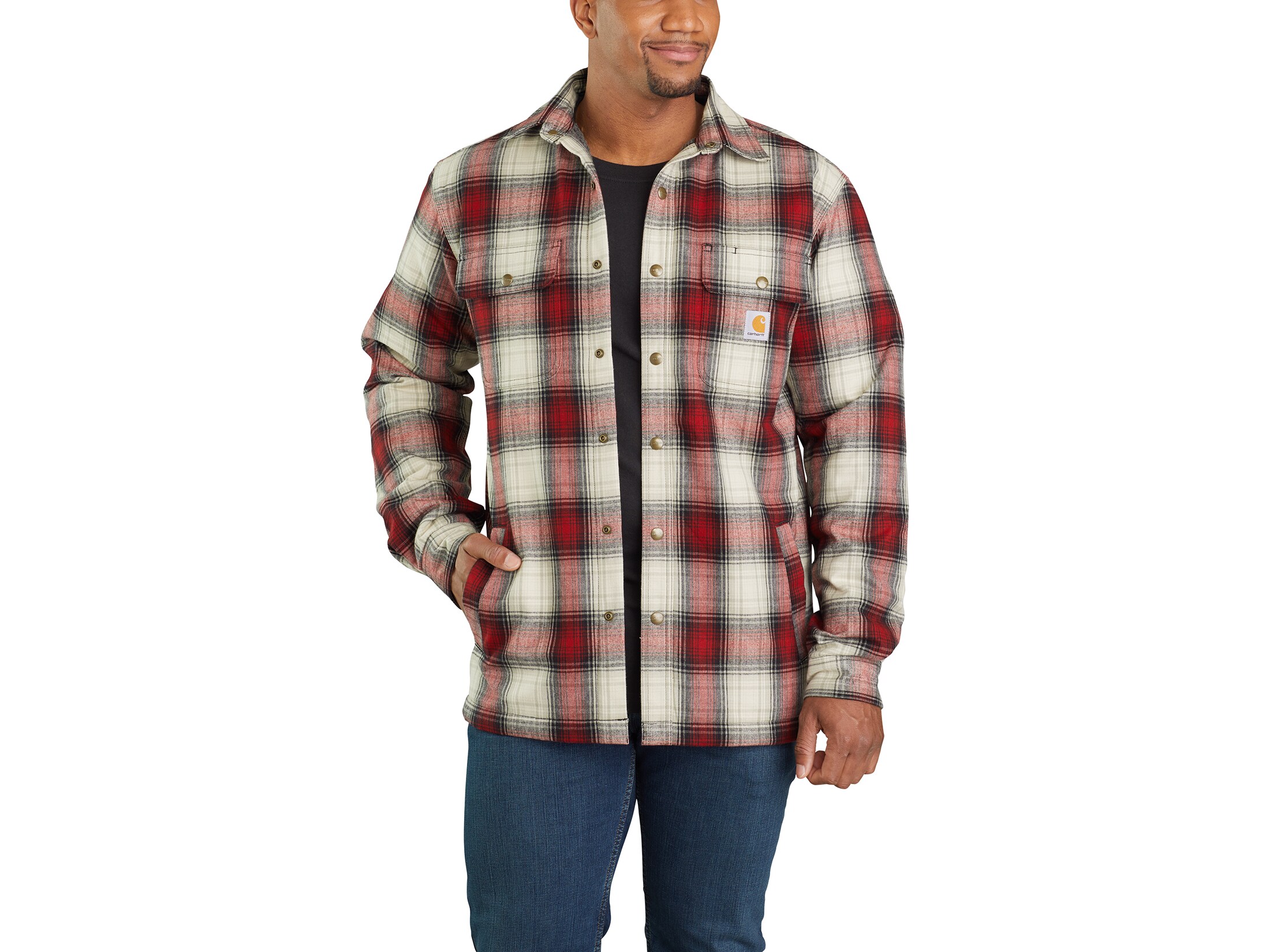 Carhartt Men's Hubbard Sherpa-Lined Shirt Jac Cotton/Ripstop Dark
