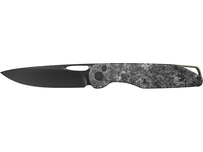 Outdoor Edge Kaytan Pocket Knife 3.3″ Drop Point 8Cr14MoV Black Oxide Blade Carbon Fiber Handle Black