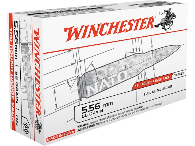 Winchester USA Ammunition 5.56x45mm NATO 55 Grain Full Metal Jacket