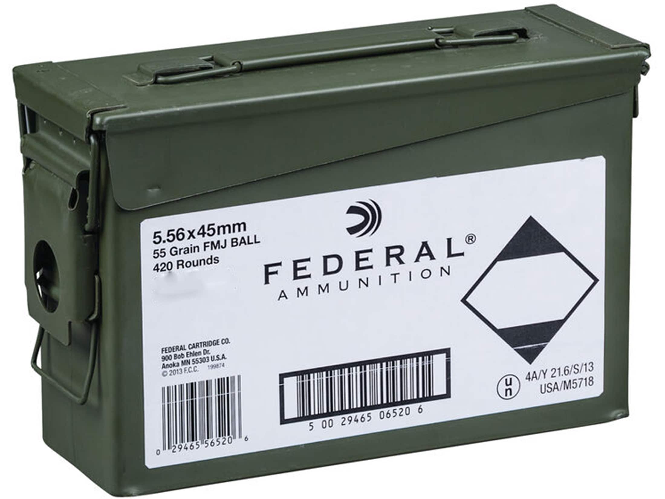 Federal 5 56x45mm nato ammo 55 grain full metal jacket ammo can of 420