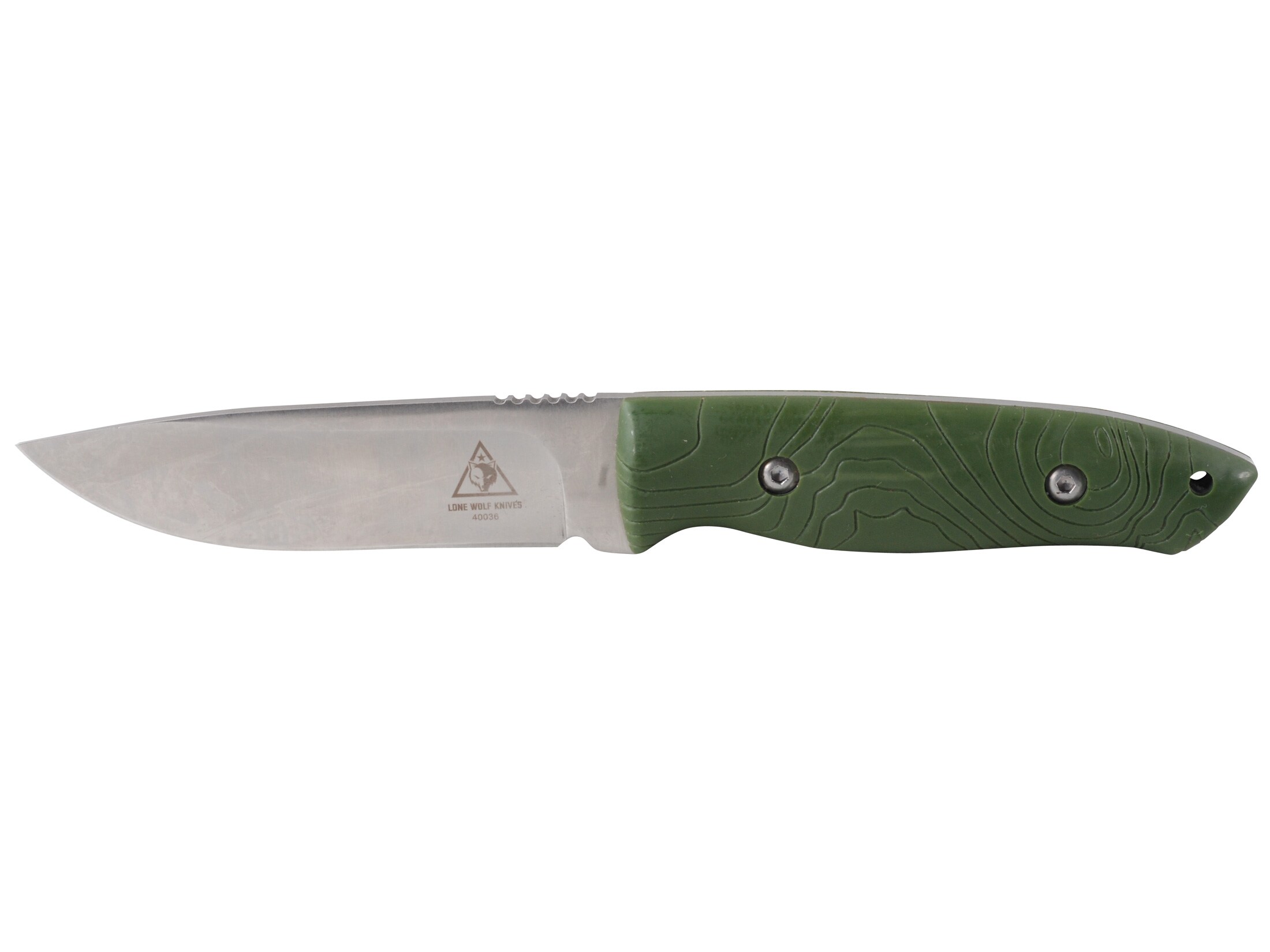 Lone Wolf Hunter Fixed Blade Knife 4 Drop Point SS Blade Green Polymer