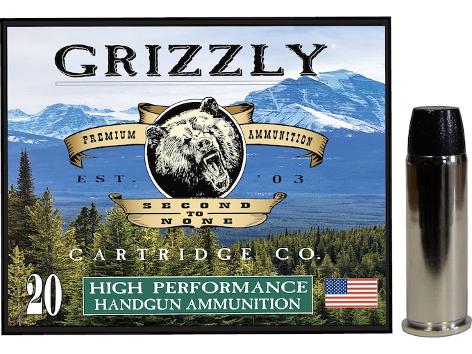 Grizzly Cartridge Bear Load 44 Remington Magnum Ammo 260 Grain Flat Nose Box of 20