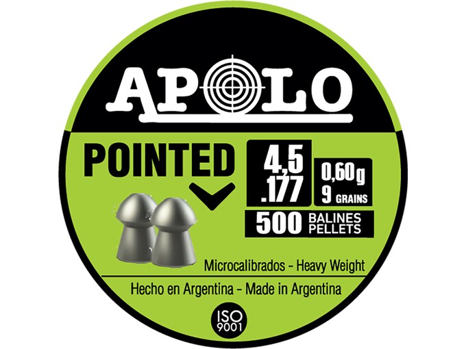 Apolo Pointed Air Gun Pellets 177 Caliber 9 Grain 4.5mm 500PK