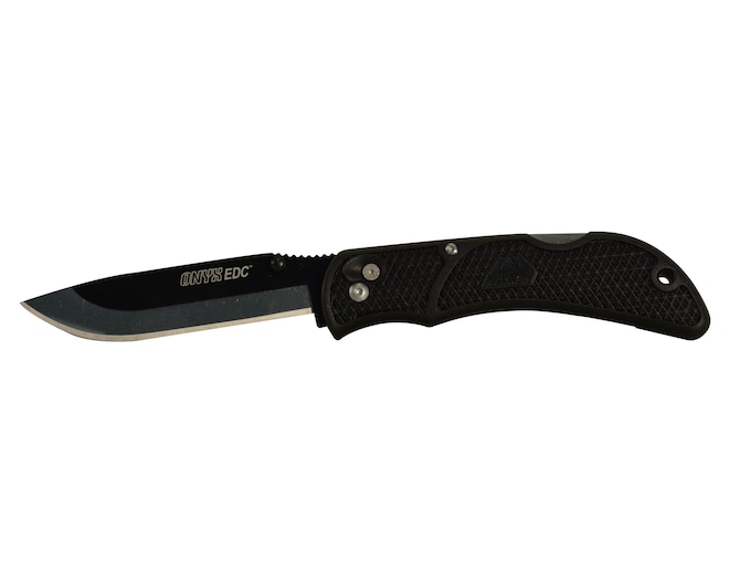 Outdoor Edge Onyx Pocket Knife 3.5″ Drop Point 420J2 Black Blade Grivory Handle Black,