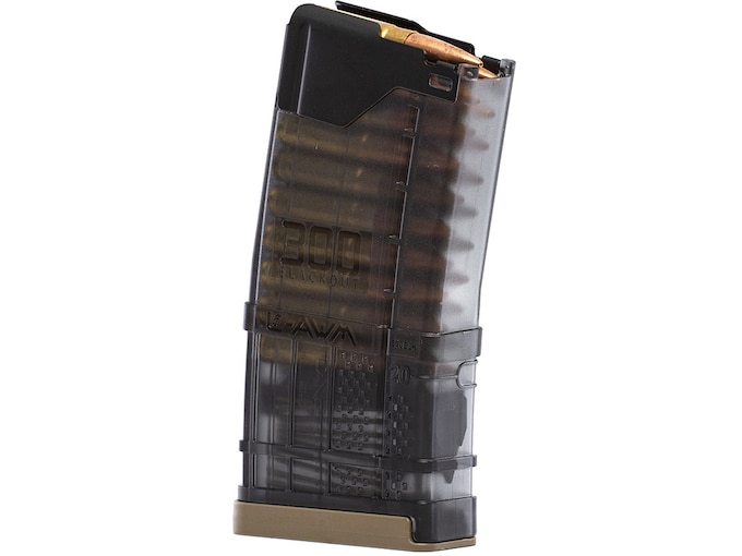 Lancer Systems L5 AWM Advanced Warfighter AR-15 Magazine 300 AAC Blackout 20-Round Polymer Translucent Smoke