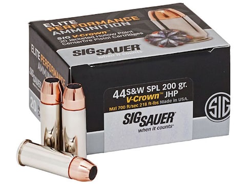 Sig Sauer Elite Performance Ammunition 44 Special 200 Grain V-Crown Jacketed Hollow Poi...