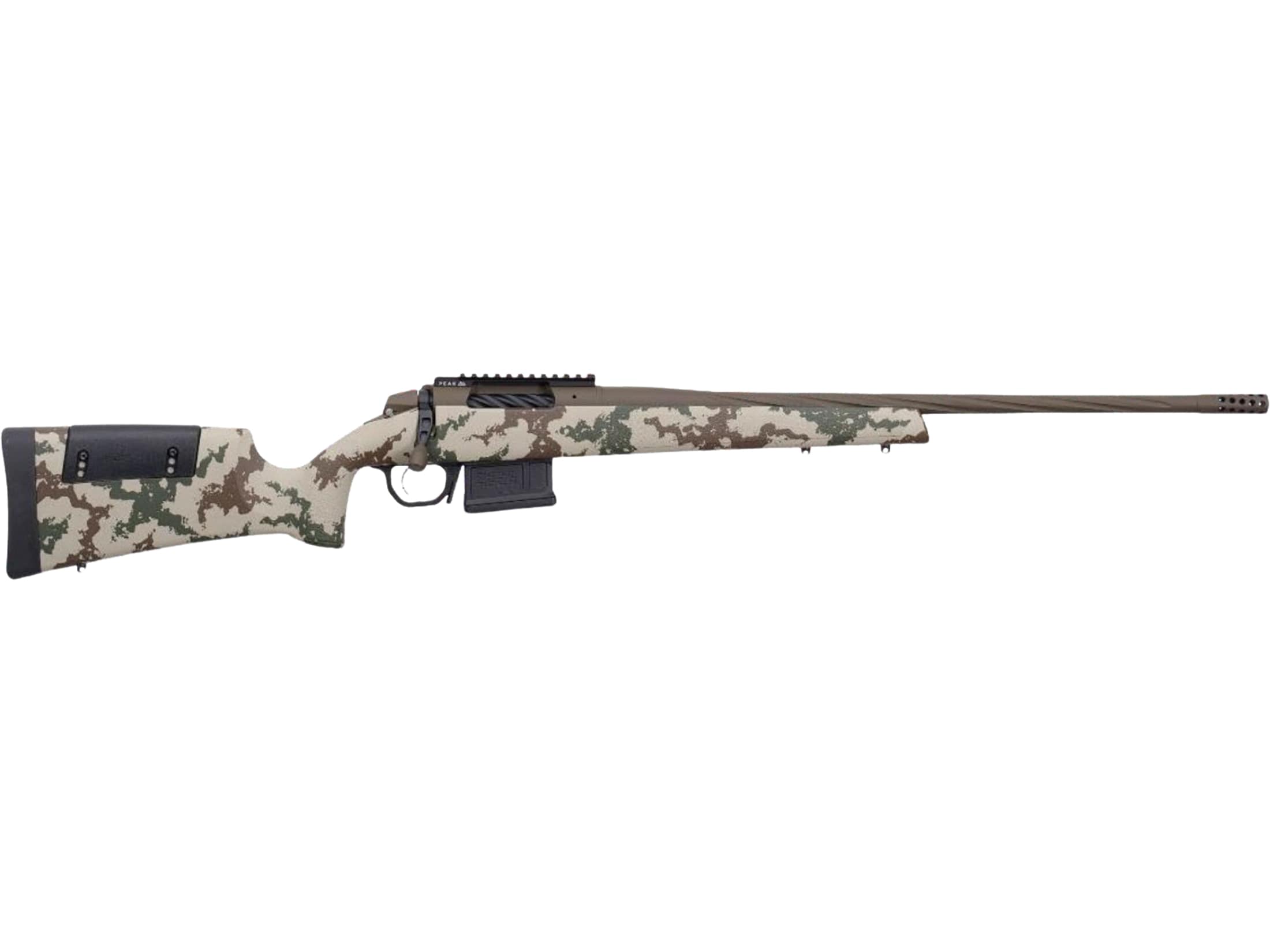 Weatherby 307 Range TG Bolt Action Rifle 6.5 Weatherby RPM 24" Fluted Patriot Brown Cerakote Threaded Barrel Brown Frame Tan/Green Adjustable Comb Stock