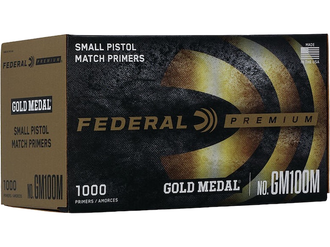 Federal Premium Gold Medal Small Pistol Match Primers #100M Box of 1000 (10 Trays of 100)