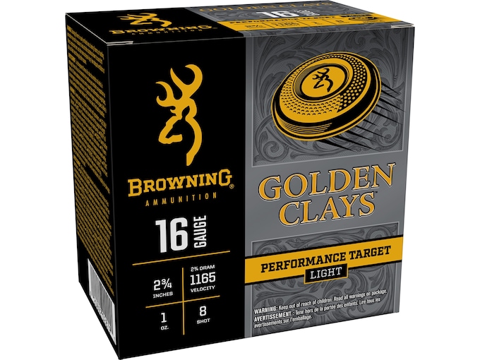 Browning Ammo Golden Clays 16 Gauge 2 3/4″ 1 oz. 8 Shot 25 Rounds