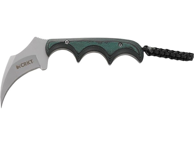 CRKT Keramin Fixed Blade Knife 2.31″ Karambit 5Cr15MoV Bead Blasted Blade Resin Infused Fiber Handle Black and Green