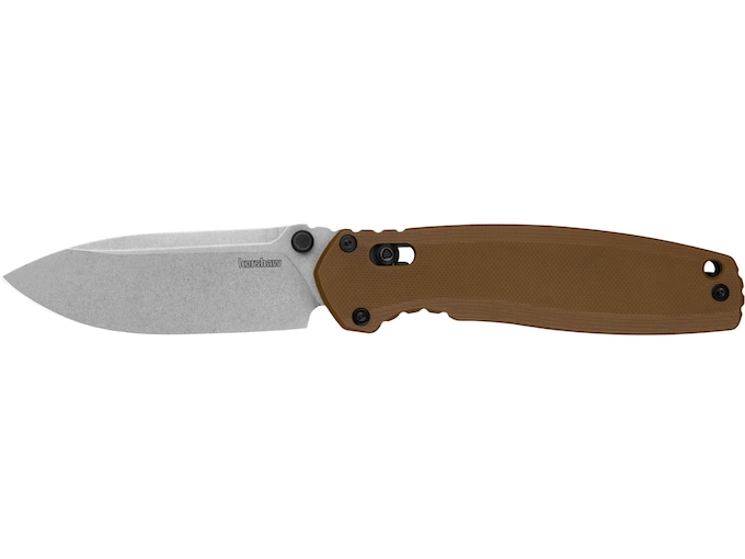 Kershaw Broadside Pocket Knife 3.5" Spear Point D2 Stonewashed Blade G-10 Handle Brown
