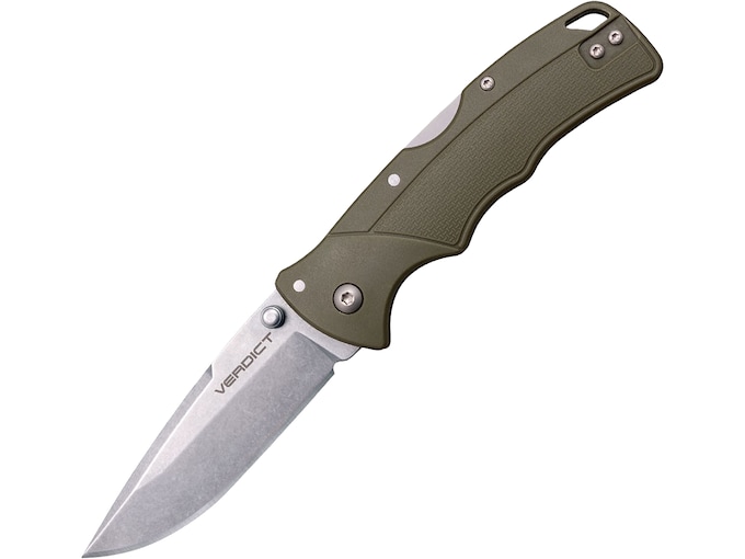 Cold Steel Verdict Pocket Knife 3″ Spear Point 4116 Stonewashed Blade GFN Handle OD Green